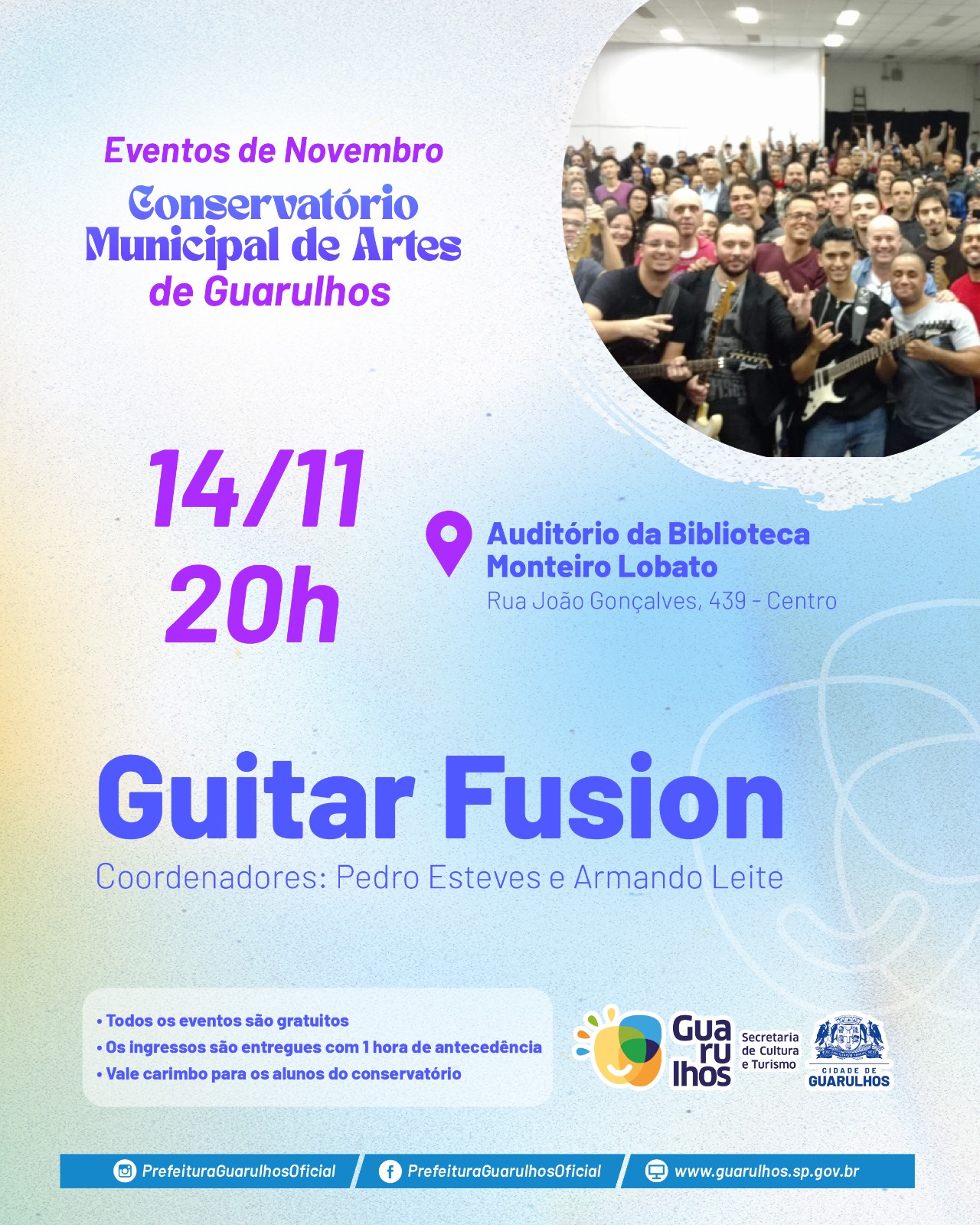 Guitar fusion agita biblioteca com show de rock e jazz instrumental